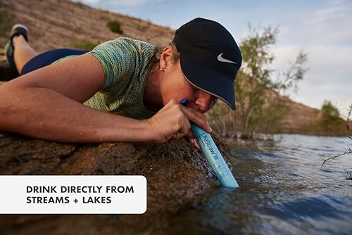Personal Water Filter for Hiking, Travel & Emergency - Blue
