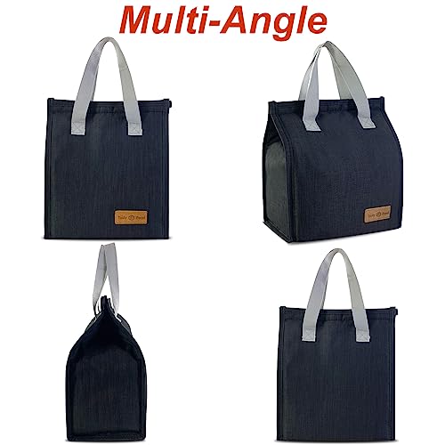 Minimalist Insulated Lunch Bag, Waterproof Small Lunch Tote - Black