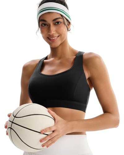 RUNNING GIRL High Support Sports Bras for Women B-DD, Large Black