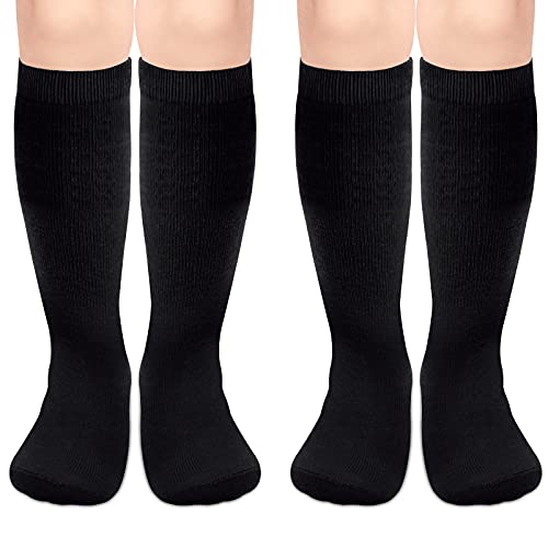 Kids Soccer Socks - Toddler Knee High Tube Socks, 2 Pack Black (3-6 Years)
