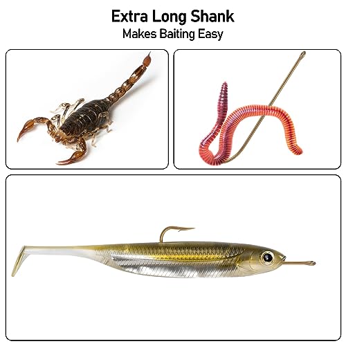 Extra Long Shank Fishing Hooks - 100 Pack #12 Bronze Live Bait