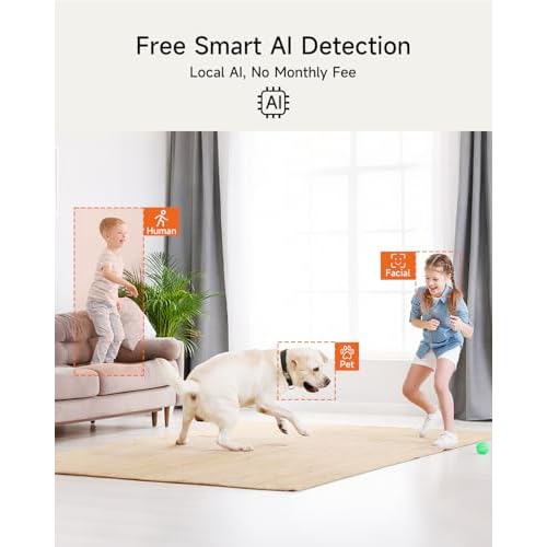Indoor Camera, 3K Security Camera with 64GB Card, Dog/Cat/Pet Camera, 5G 2.4G Wi-Fi, Human/Pet/Facial AI Detection, 360 Pan Tilt Auto Tracking, 5MP Night Vision, Privacy Mode, Two-Way Audio