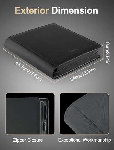 Black 16-Pocket Zipper Binder for 1920 Trading Cards - L++ Capacity