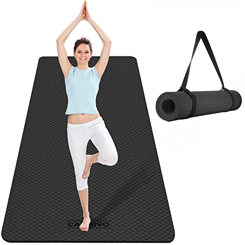 CAMBIVO Extra Wide Yoga Mat 72 x 32 inches, Non-slip 8mm Thick Exercise Mat, Dark Black