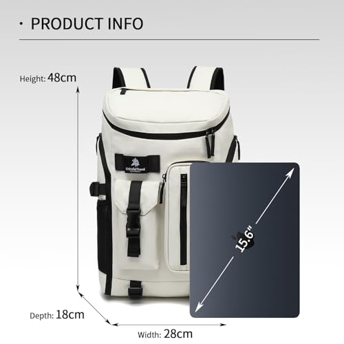 JYColofex Almond White Tennis & Travel Backpack with Shoe Compartment & Waterproof 15.6-inch Laptop