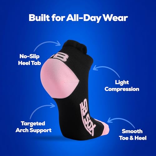 Lowcut Compression Socks for Men & Women - Medium Black/Pink