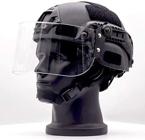 Tactical Multifunctional Fast Airsoft MICH 2000 ACH Helmet with Transparent Visor NVG Bracket and Side Rails for Outdoor Sports Such As CS Games