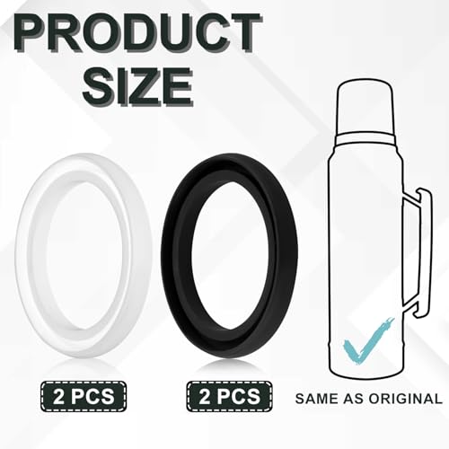 Silicone Replacement Gaskets for Stanley Classic Bottles - 4 Pack - Black/White