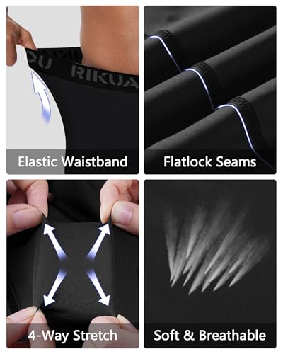 Men's Compression Pants - Athletic Leggings Tights for Gym - Large Black