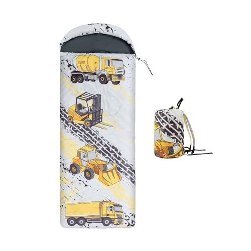Kids Sleeping Bag for Camping - Lightweight 3-Season Warm Bag, Yellow