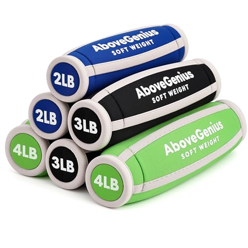 AboveGenius 18Lb Soft Hand Weights Set with Variation in Blue, Black, Green for Home & Fitness