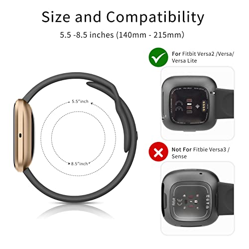 Silicone Sport Watch Band for Versa 2, Versa Lite & SE - Black