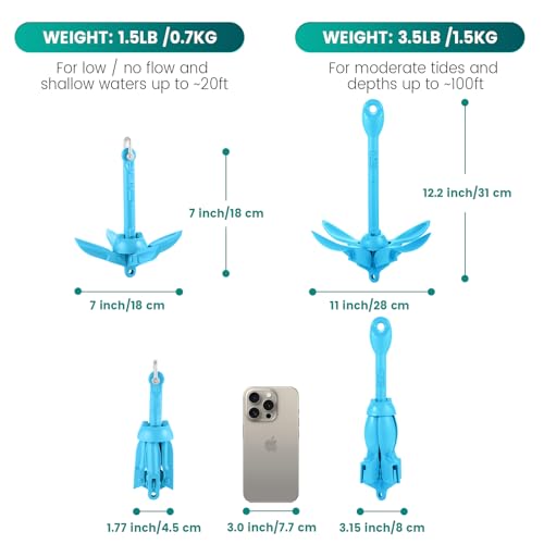Compact Folding Grapnel Anchor Kit for Kayaks and Small Boats