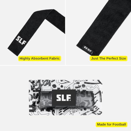 Thin Black Football Towel - 14.5" Microfiber with Hook & Loop Closure
