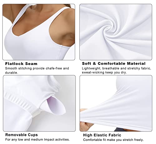 Women's Longline Sports Bra - Wirefree Padded Medium Support Yoga Top