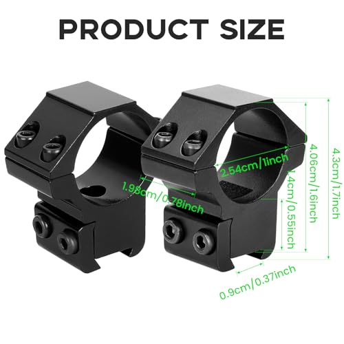 1 Inch Medium Profile Dovetail Scope Rings Set - 2 Pcs