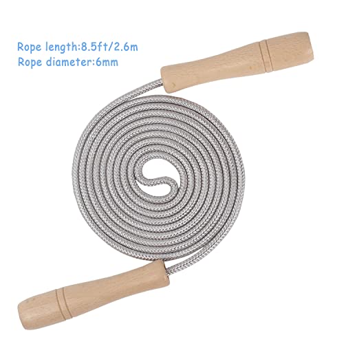 Adjustable Cotton Jump Rope for Kids - 8.5ft with Wooden Handle