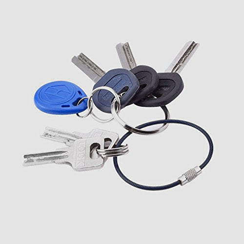 Stainless Steel Wire Cable Key Chain - Easy Lock, 5.9 In, Black