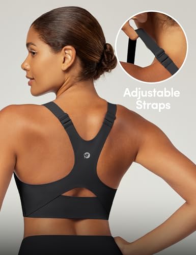 IUGA Sports Bras for Women High Support Large Bust Racerback Workout Tank Top - Black, Medium