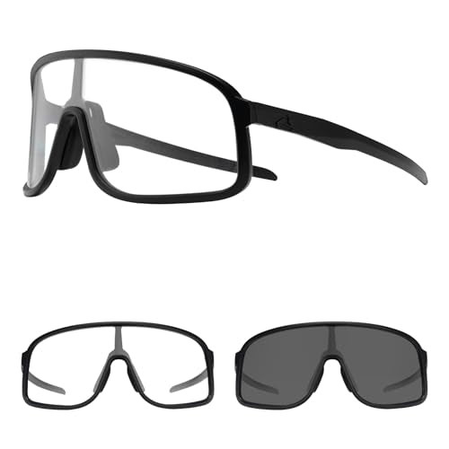 Photochromic Sports Sunglasses UV400 Lightweight - Black to Grey