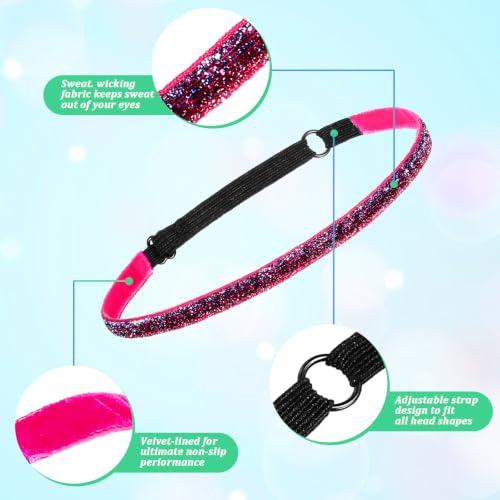 Glitter Running Headbands - 5 Pcs Set in Silver, Yellow, Blue, Green, Purple
