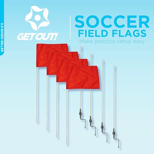 Soccer Corner Flags Set of 4 with 60-Inch Poles - Red