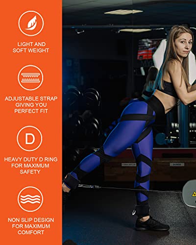 Black Adjustable Padded Ankle Straps for Cable Machine & Workout - ATENTO