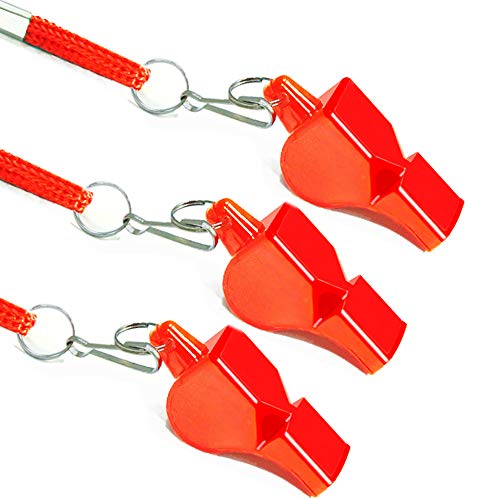 Professional Emergency Whistles - 3 Pack with Lanyards