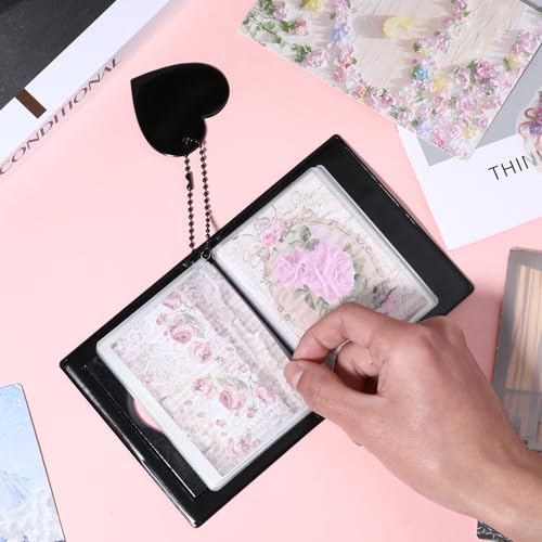 Mini Photo Card Binder - 3 Inch Black Album with 32 Pockets