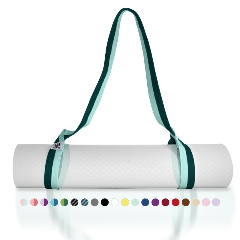 Tumaz Teal Yoga Mat Strap Adjustable Carrier 64 IN for All Yoga Mats, 2 Sizes