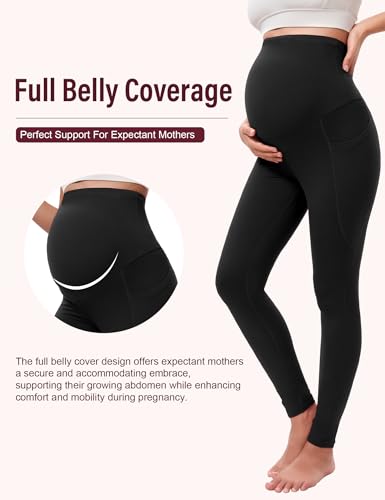 Siimcuzy 3 Pack Maternity Leggings for Women Comfortable Pregnancy Pants