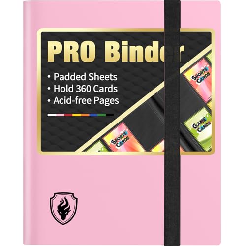 Heavy Duty 9 Pocket Card Binder - Pink, Holds 360 Cards