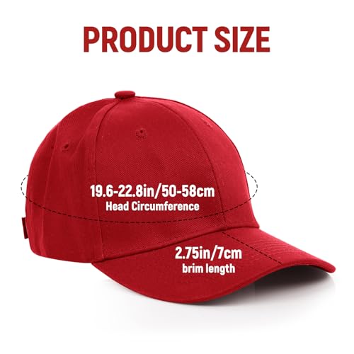 Cotton Baseball Cap - Adjustable Classic Hat for Men & Women - Red