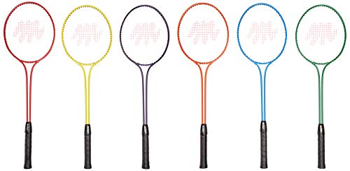 BSN Badminton Racket Prism Pack - Set of 6, Steel Head, Vinyl Grip
