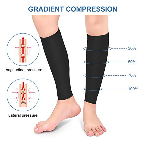 Calf Compression Sleeves - 20-30mmHg Footless Socks - Black / M