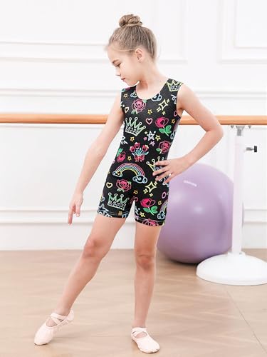 Gymnastics Leotards for Girls 8-9 Years - Neon Ballet Unitard with Shorts