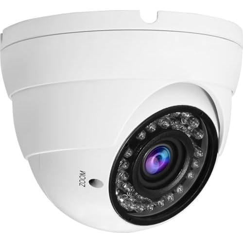 2MP CCTV Camera HD 1080P 4-in-1 (TVI/AHD/CVI/960H/CVBS) Security Dome Camera, 2.8-12mm Varifocal Lens Analog Video Surveillance, Wide Angle Viewing Day & Night Indoor Outdoor Waterproof (White)
