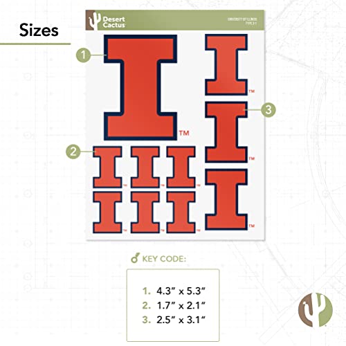 Desert Cactus Illinois Illini Sticker Decal T3-1 - Officially Licensed USA Made