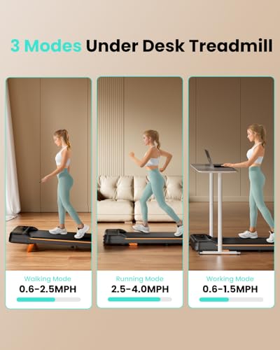 Under Desk Treadmill with Incline & Remote Control - Black Orange