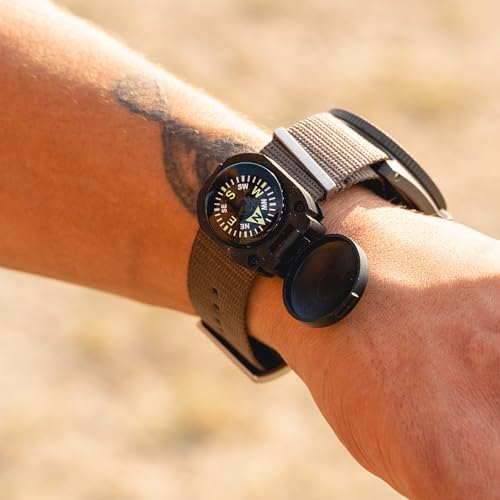 Sun Company WristTurtle Armoured Wrist Compass with Hinged Cover – Readable on Watch Band