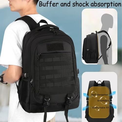 Lawaia Black 45L Military Tactical Backpack Waterproof Hiking & Survival Pack