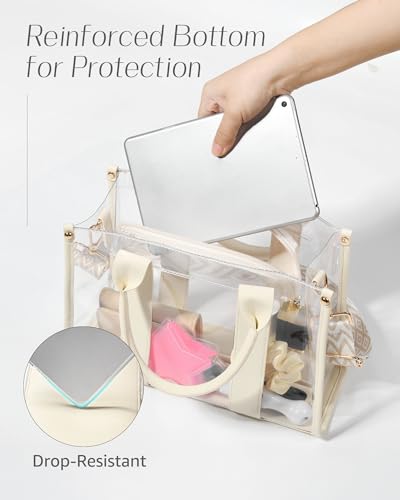 BS-VOG Clear Tote Bag for Women - Beige Stadium Event Carryall