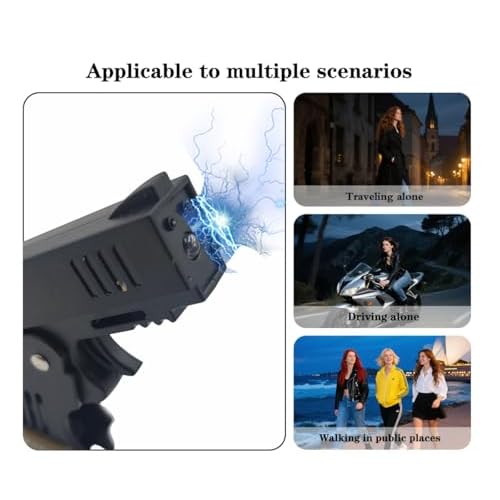 Collapsible Stun Gun for Self-Defense with LED Flashlight Safety Switch Rechargeable, Personal Emergency Protective Devices for Men and Women