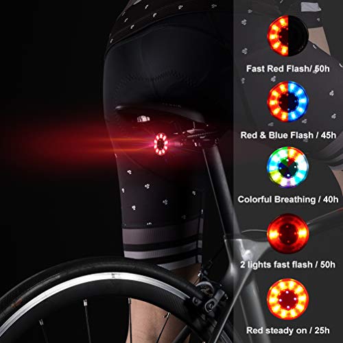 ROCKBROS USB Rechargeable Bike Tail Light (IPX5) - 5 Modes, Dual Mount