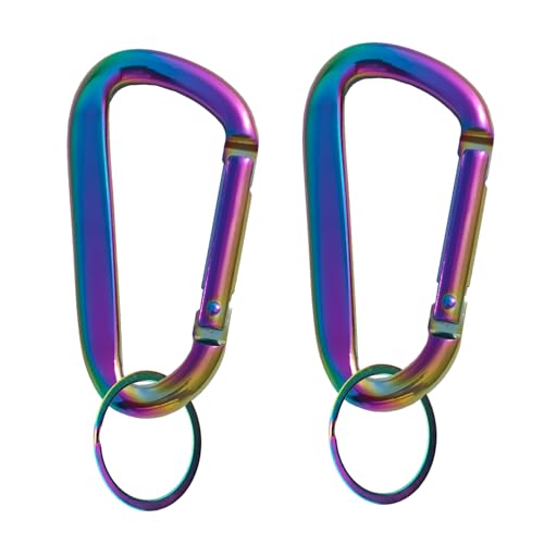Colorful Carabiner Clip - 3" Aluminum D-Ring with Keyring (2PCS)