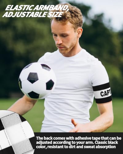 Captain Armbands for Soccer - Adjustable Black Set of 4