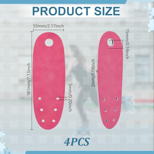 Roller Skate Toe Guards - Durable Faux Suede Protectors, Rose Red