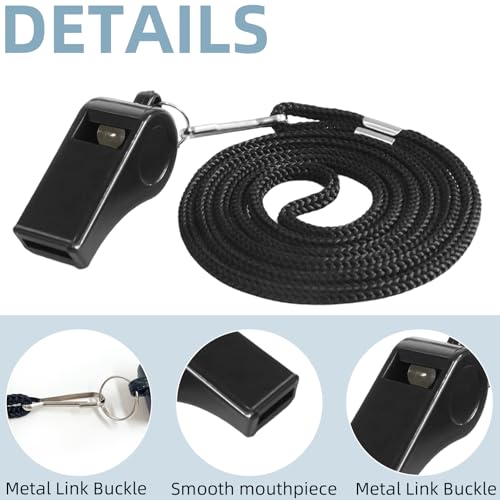 4 Pack Thick Plastic Sports Whistles with Lanyards - Loud Coach & Referee Gear