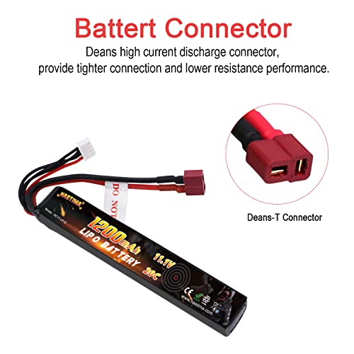 11.1V 1200mAh LiPo Airsoft Battery Pack with Deans-T Connector - 3S 20C