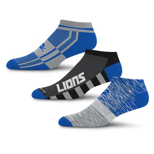 NFL Detroit Lions Stripe Stack Ankle Socks - Large 3 Pack